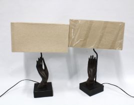 Pair of table lamps and shades, 35 x 52cm. (2)