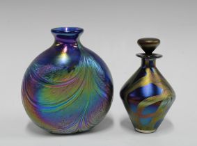 PAUL C. BROWN, art glass vase with iridescence, engraved signature and dated for 1993, together with