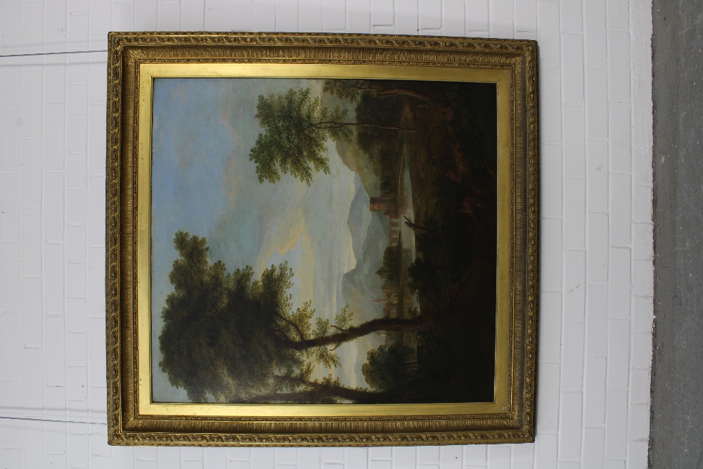 19th CENTURY SCHOOL, Untitled river and bridge large scale landscape with figures to - Image 2 of 6