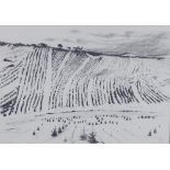 BIRGITTE BRONDUM-NIELSON (DANISH, 1917-2013) OCHILL HILLS IN MIDWINTER, crayon on paper, signed in