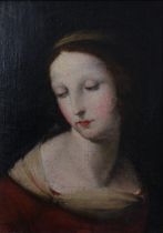 Continental School, Head & Shoulders oil on canvas of Mary Magdalene, apparently unsigned, framed 24