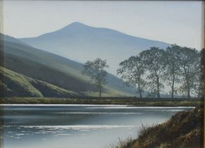 IAN S. JOHNSTON (SCOTTISH 1957-2009) LOGANLEA, PENTLANDS, oil on board, signed lower right, framed