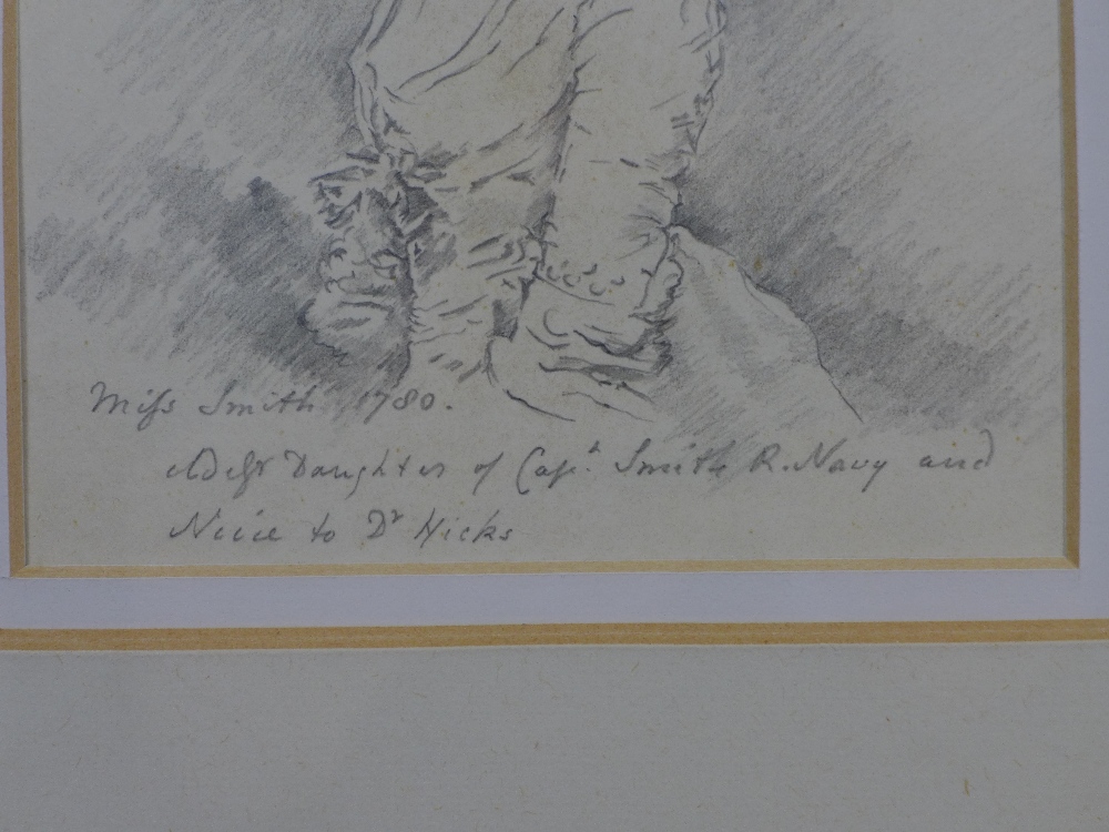 Drawing of Miss Smith, inscribed 1780, Oldest Daughter of Capt Smith R. Navy and Niece to Dr Hicks, - Image 3 of 3