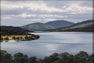 IAN S. JOHNSTON (SCOTTISH 1957-2009) LOCH TAY, oil on board, signed lower right, framed with title