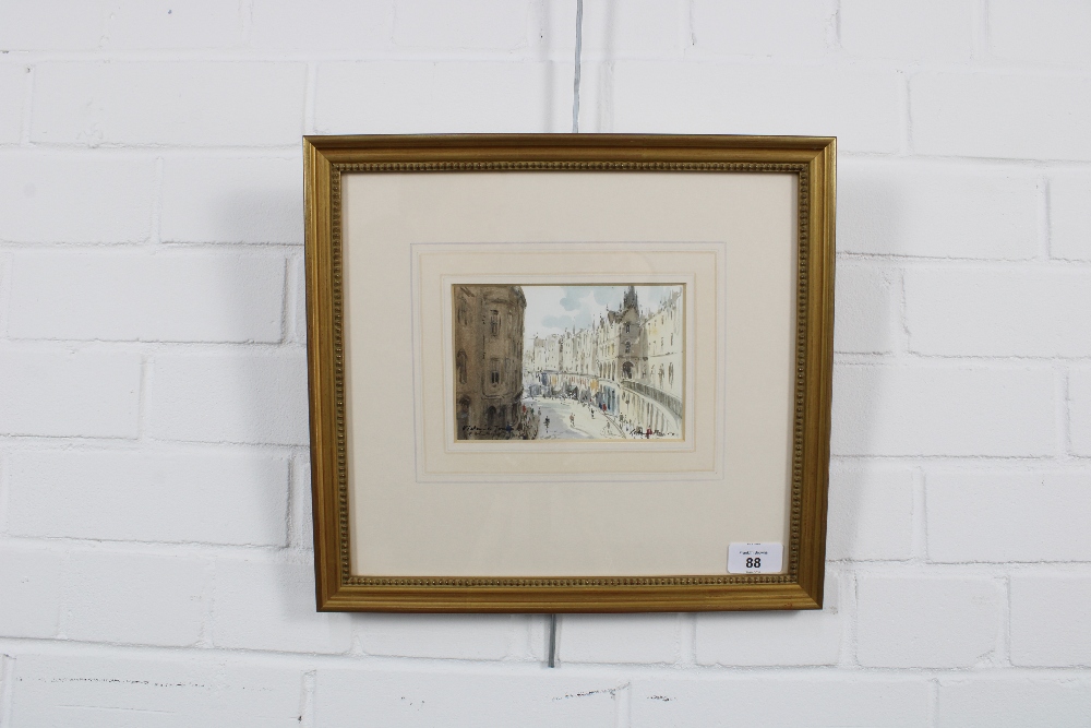 PETER CECIL KNOX (ENGLISH b.1942) VICTORIA STREET, EDINBURGH, watercolour, signed and titled, framed - Image 2 of 3