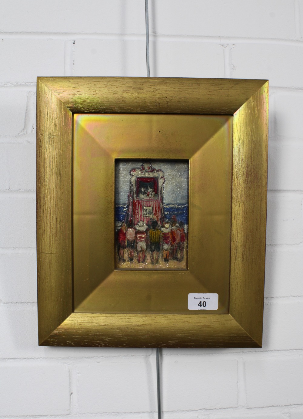 GEOFFREY JOHN ROPER (SCOTTISH b1942) PUNCH AND JUDY, oil on board, framed with Edinburgh Gallery - Image 2 of 3