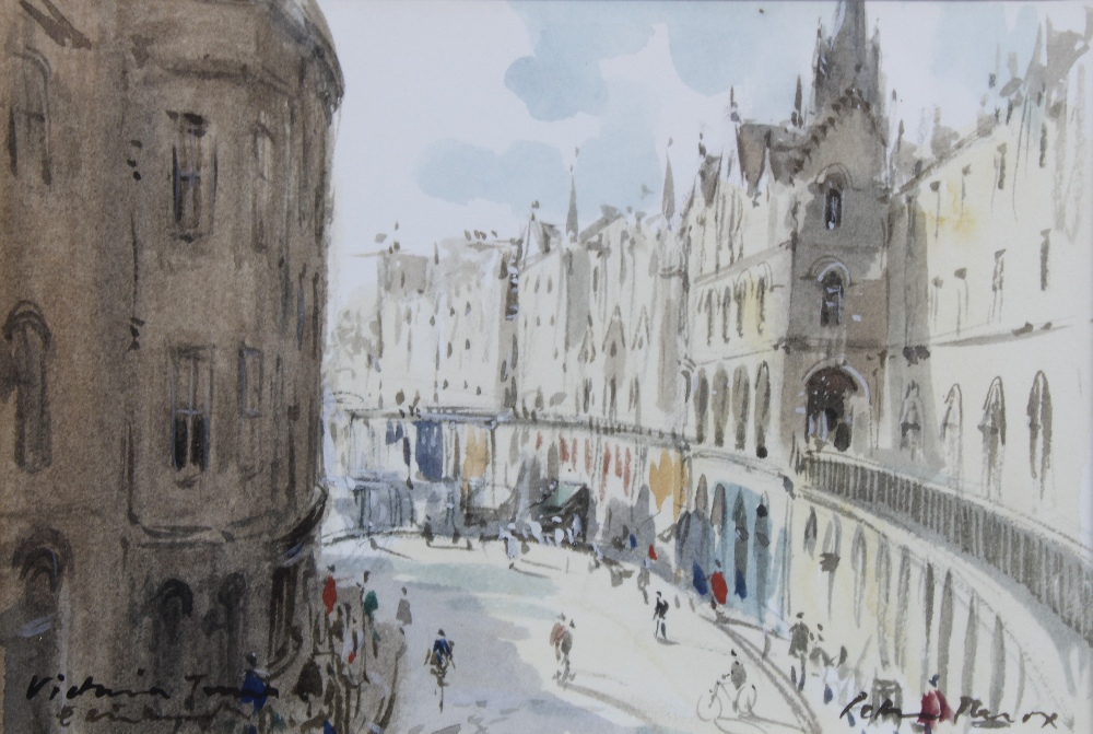 PETER CECIL KNOX (ENGLISH b.1942) VICTORIA STREET, EDINBURGH, watercolour, signed and titled, framed
