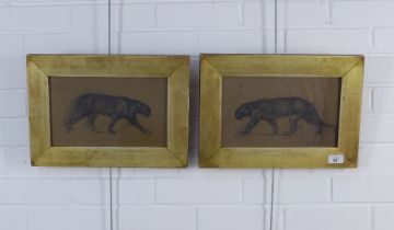 A companion pair sketches of Panthers, one inscribed Amsterdam and dated indistinctly, framed