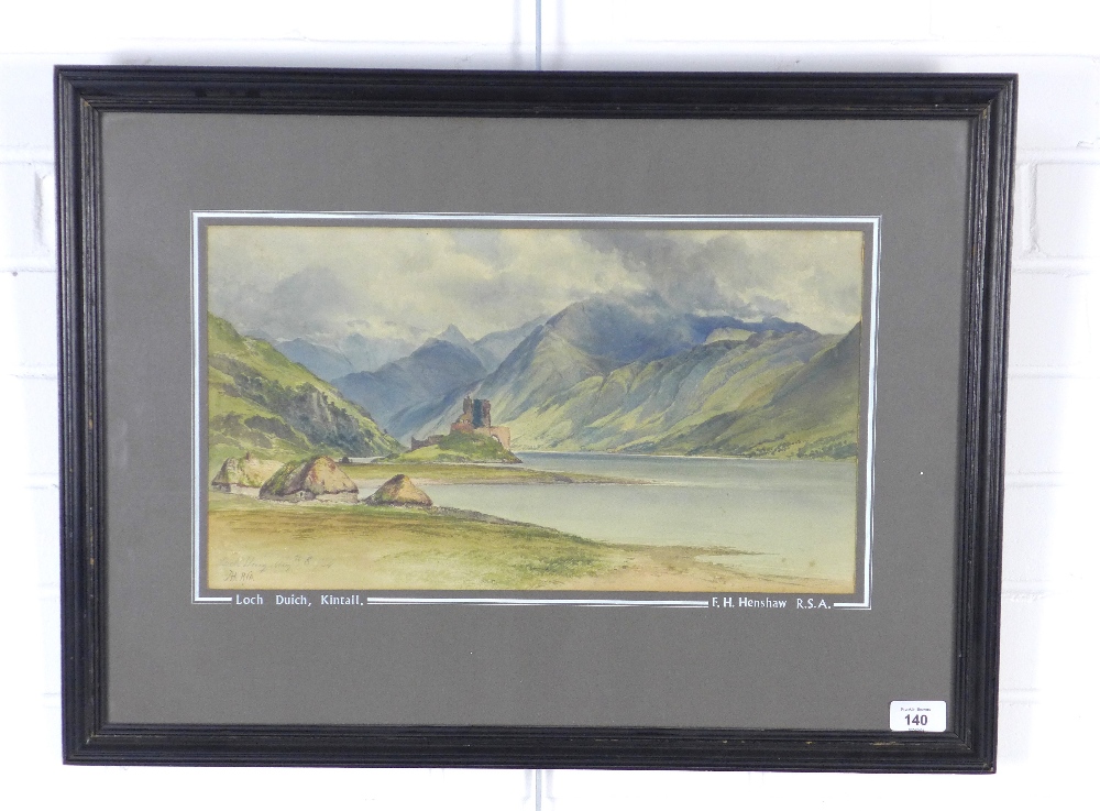 FREDERICK HENRY HENSHAW RSA (1807-1891) LOCH DUICH, KINTAIL, watercolour, signed with initials, - Image 2 of 3