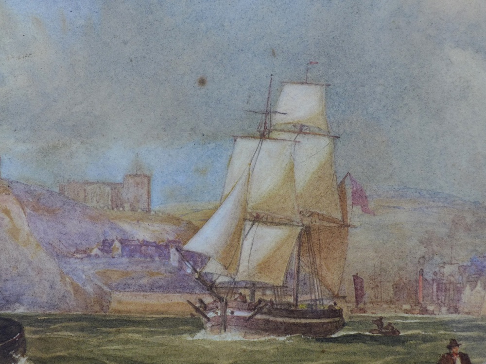 EDWIN COCKBURN (British c1814-1873) WHITBY, signed watercolour, framed under glass and labelled - Image 5 of 6