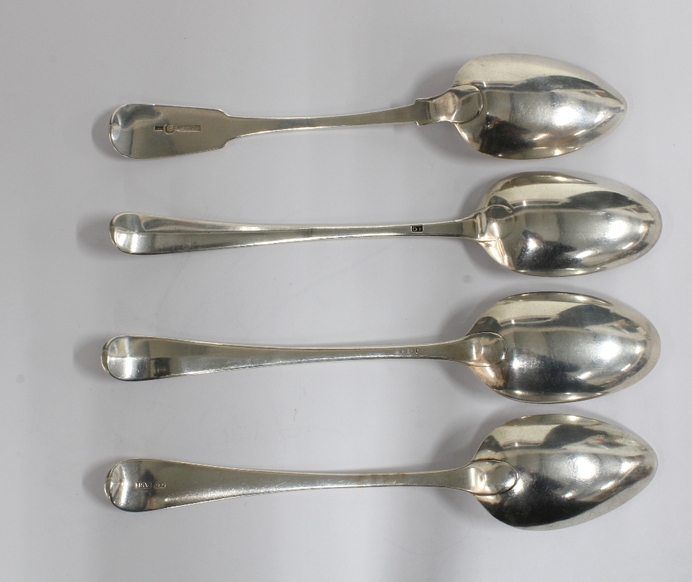 A collection of 19th century Aberdeen silver tablespoons to include a fiddle pattern spoon by - Image 2 of 4