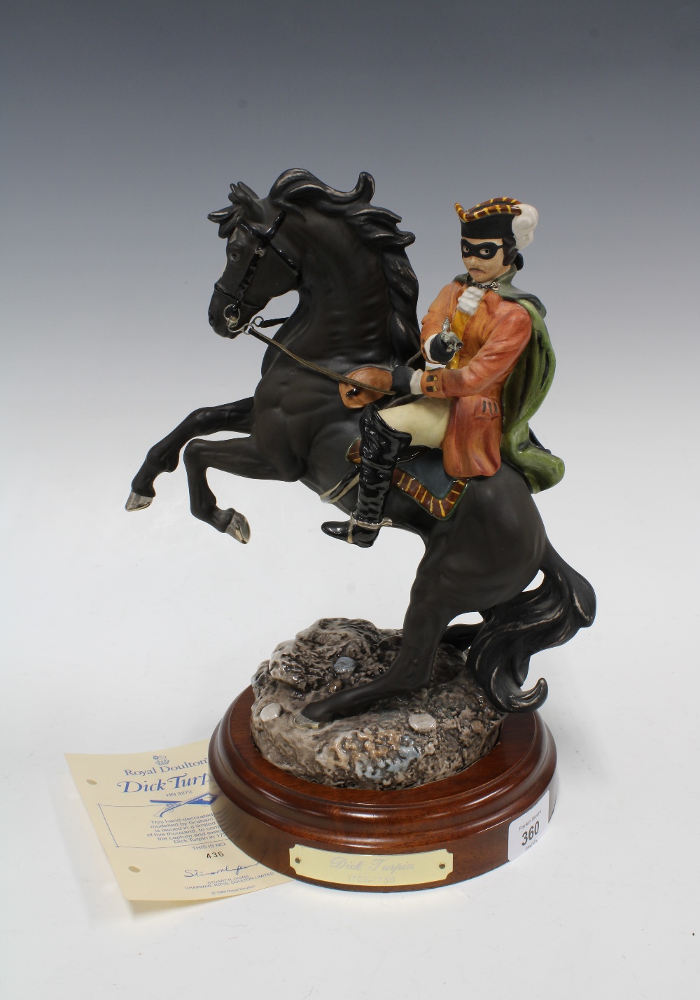 Royal Doulton Dick Turpin, modelled by Graham Tongue, Ltd Ed 436 /5000, on wooden base, 33cm high