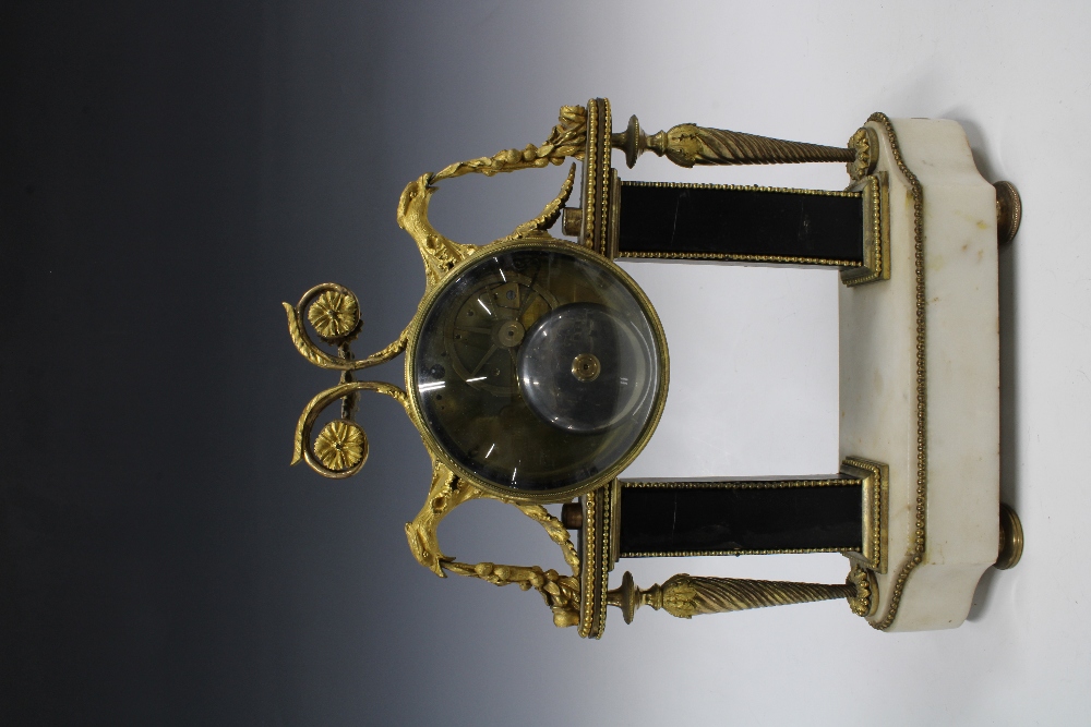 French Louis XVI style mantle clock with white enamel dial signed Le Paute, A Paris, on a white - Image 3 of 5