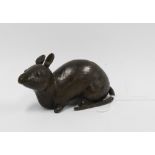 Bronze figure of a rat, likely Japanese, with a textured finish, 11cm long