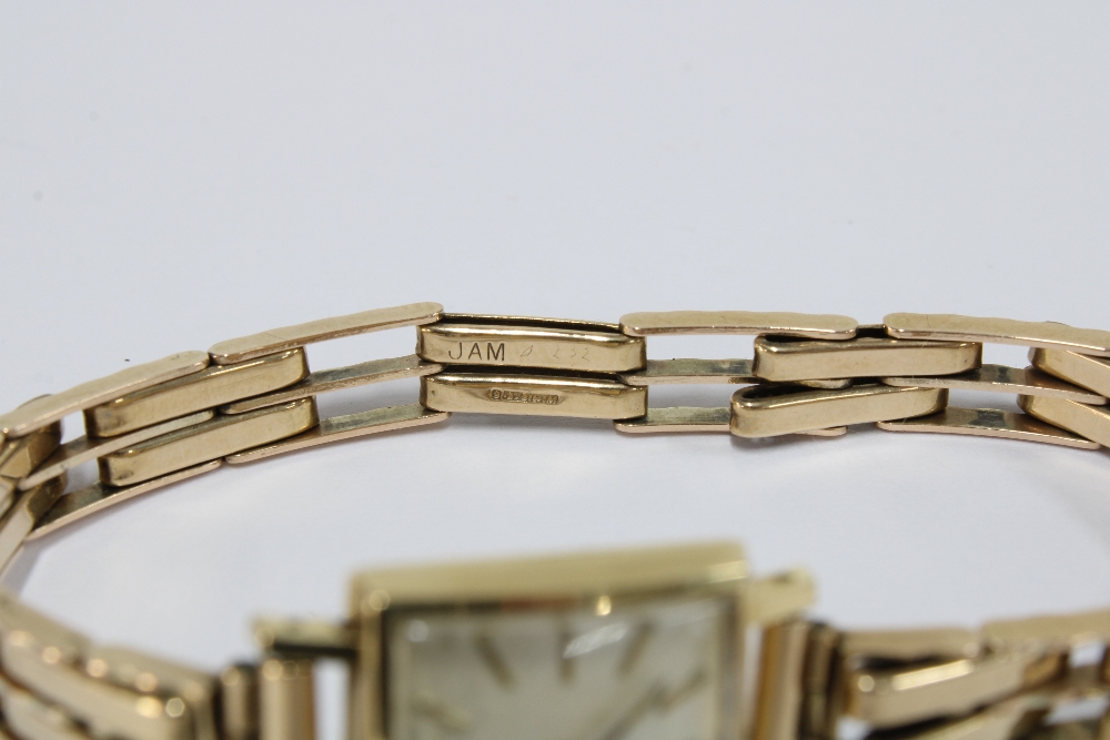 TISSOT, ladies vintage 14ct gold cased wristwatch on a 9ct gold bracelet strap, stamped 375 - Bild 7 aus 7