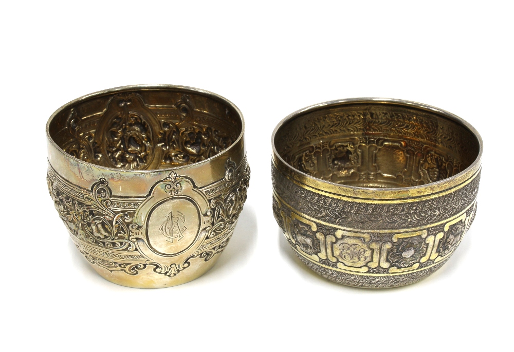 Victorian silver Zodiac sugar bowl, George Fox, London 1877 together with another silver bowl,