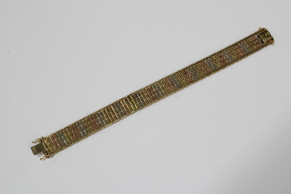 9ct gold tri colour bracelet, hallmarked and stamped 9ct - Image 2 of 4