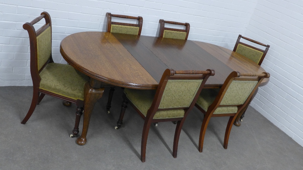 An oak extending dining table and six chairs, 216 x 72 x 107cm. (7) - Image 2 of 4
