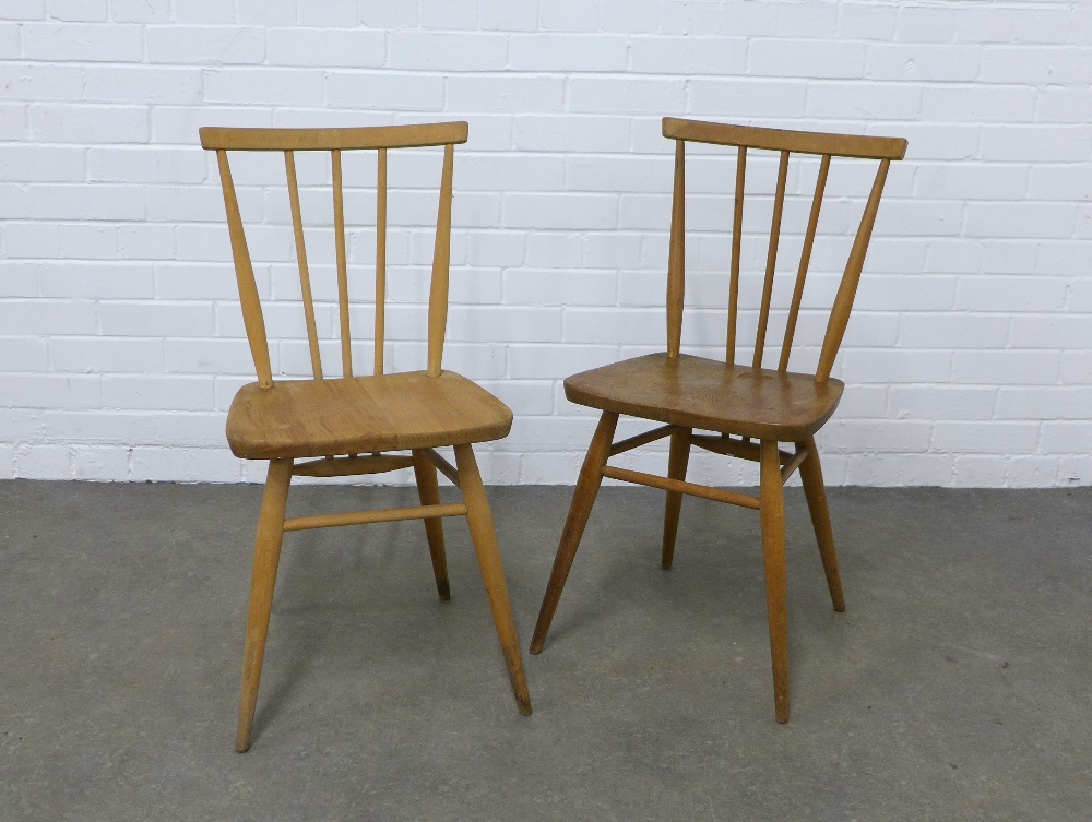 Pair of Ercol blonde elm stick back chairs, 39 x 79 x 33cm. (2)