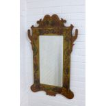 Floral painted wall mirror, 62 x 99cm.