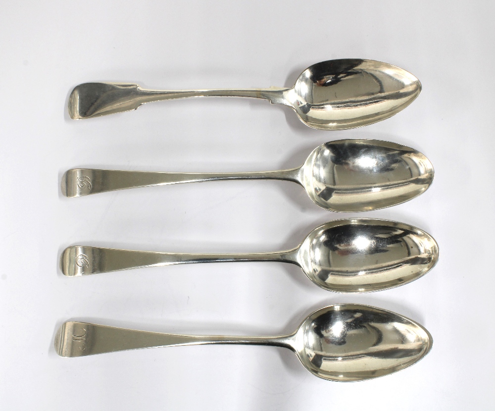 A collection of 19th century Aberdeen silver tablespoons to include a fiddle pattern spoon by