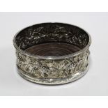 Victorian silver wine coaster, Howard & Hawksworth, Sheffield 1873 with fruit and vine repoussé
