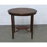 Edwardian mahogany occasional table, oval top with moulded edge and with conforming undertier, 70