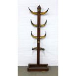 Late 19th / early 20th century cow horn hat and coat stand, 64 x 190cm.