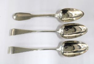 A pair of Scottish provincial silver tablespoons, old English pattern, James Gordon Aberdeen