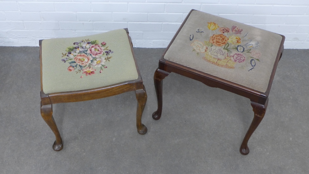 Two mahogany piano / dressing stools on cabriole legs, 57 x 50 x 50cm. (2) - Image 2 of 2