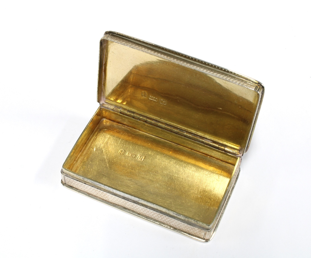 George IV silver gilt snuff box, Nathaniel Mills, Birmingham 1830, with engine turned decoration and - Image 3 of 3