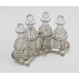 Early 19th century silver four bottle cruet stand, Rebecca Emes and Edward Barnard, London 1826,