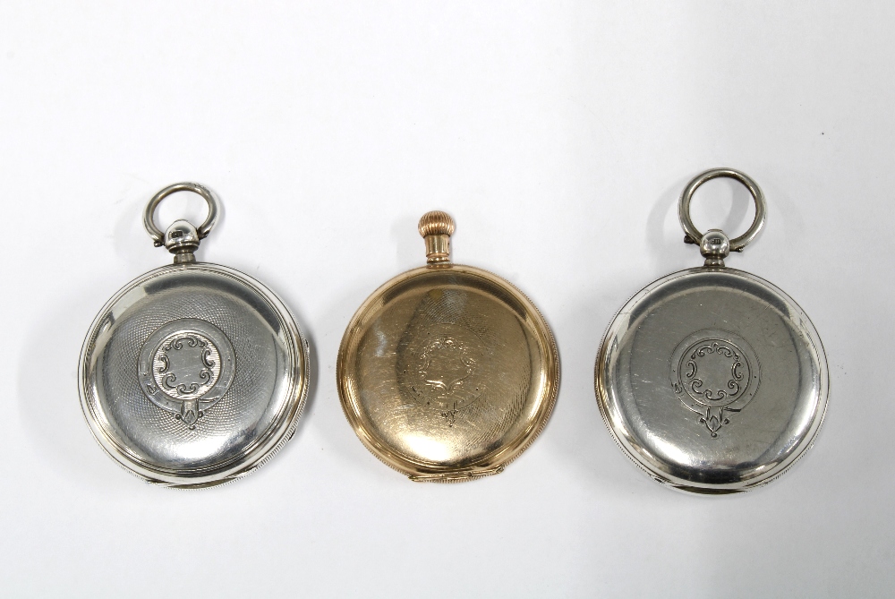 Waltham gold plated pocket watch and two silver cased pocket watches (3) - Image 2 of 2