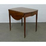 A mahogany and satinwood crossbanded pembroke table of typical design, 108 x 73 x 84cm.