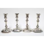 A Victorian set of four silver candlesticks, Hawksworth, Eyre & Co Sheffield 1891, 19cm high (4)