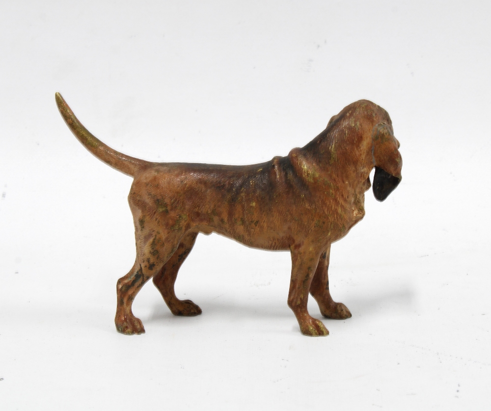 Early 20th century cold painted bronze figure of a Hound, 8.5 x 14cm long - Image 2 of 2