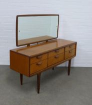Younger vintage teak dressing table, stamped to the drawer, 138 x 123 x 48cm.