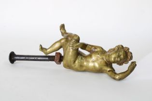 Baroque gilt bronze cherub / saint, 14cm long excluding fitting