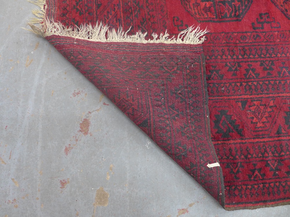 Afghan rug with red field, 300 x 235cm. - Image 4 of 4