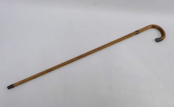 Walking cane stick with silver handle, 86cm.