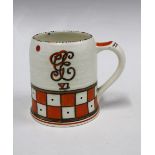 Crown Ducal 1937 Edward VIII Coronation mug with tube lined pattern, printed backstamp, 10cm