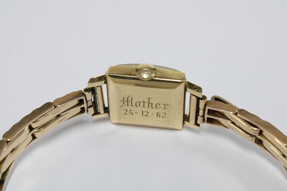 TISSOT, ladies vintage 14ct gold cased wristwatch on a 9ct gold bracelet strap, stamped 375 - Image 5 of 7