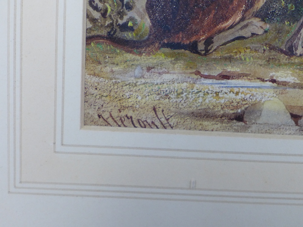 ANTOINE-DESIRE HEROULT (1802-1853) signed watercolour, framed under glass, 21 x 26cm - Image 3 of 3