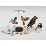 A group of porcelain and bisque bird figures (6)