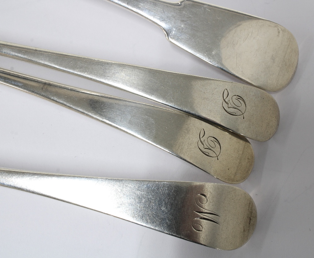 A collection of 19th century Aberdeen silver tablespoons to include a fiddle pattern spoon by - Image 3 of 4