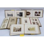 Victorian carte de visite album with cards, glass lantern slides and albums containing black and