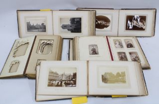 Victorian carte de visite album with cards, glass lantern slides and albums containing black and