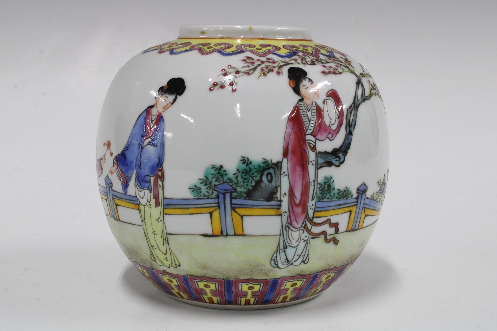 Pair of Canton enamel famille rose miniature vases, 8cm, a pair of miniature Satsuma type vases - Image 3 of 4