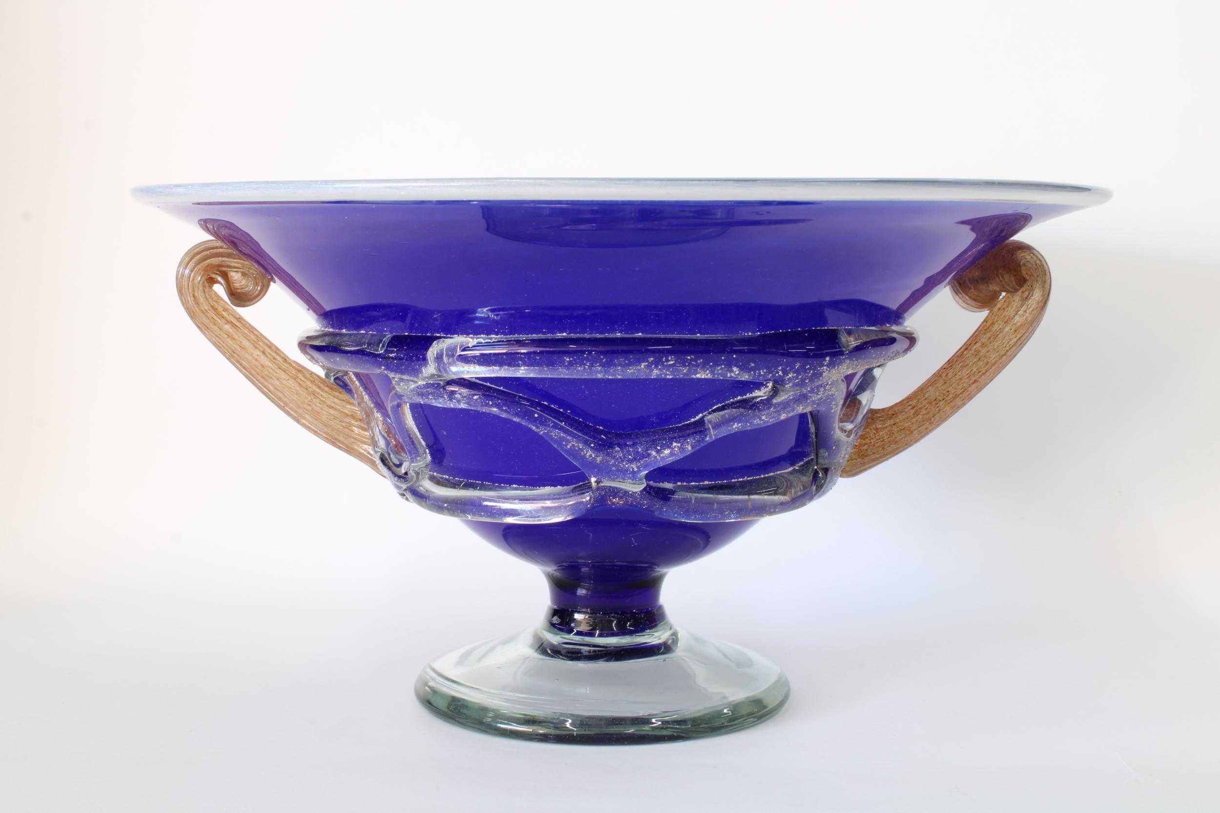 Gordiola Art glass pedestal bowl, 30cm diameter