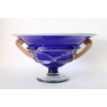 Gordiola Art glass pedestal bowl, 30cm diameter